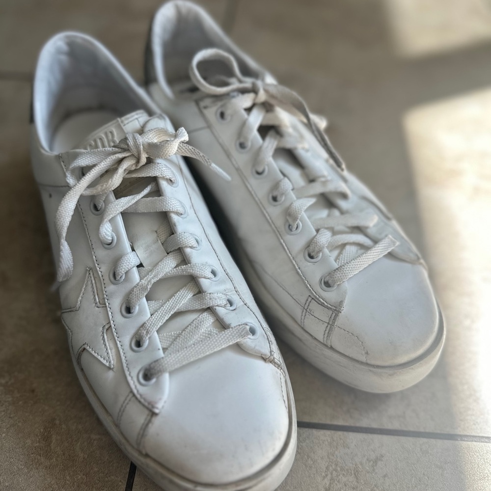 Golden Goose Purestar White Lace-Up Sneakers